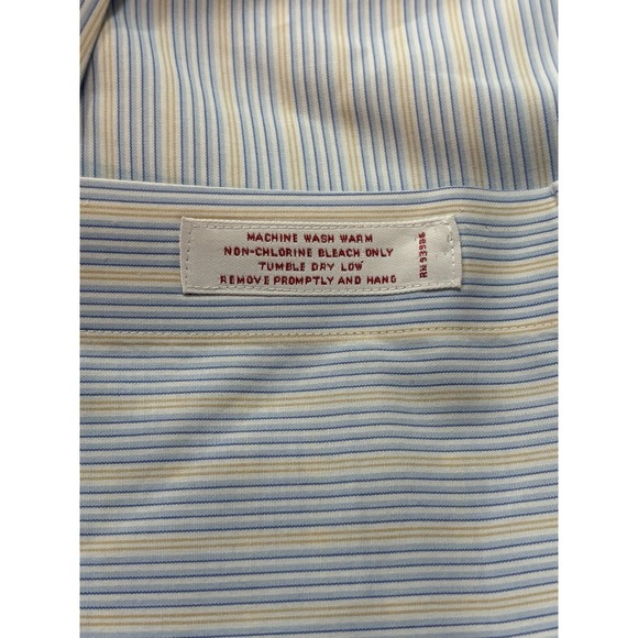 Brooks Brothers Shirt Regent Fit Men's 17/35 Yellow‎ Blue Striped Non-Iron - Picture 3 of 7